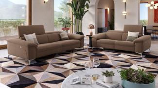 Sofanella Zweisitzer STELLA Stoffsofa verstellbar Couch in Cognac