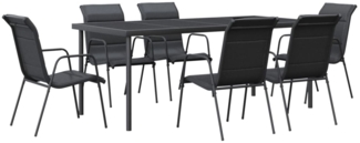 vidaXL 7-tlg. Garten-Essgruppe Schwarz Stahl und Textilene 3200700