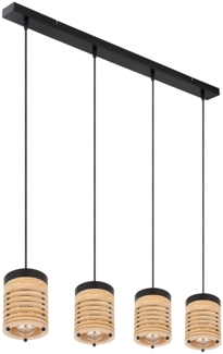 Hängelampe, Metall, MDF, braun, 4 Flammig, H 120 cm