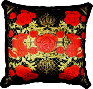 Riesiges XXL Luxus Barock Kissen "Roses" Pompöös by Casa Padrino von Harald Glööckler 80 x 80 cm mit funkelnden Glitzersteinen