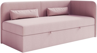 Selsey 'Calmmo' Jugendbett 90x200 mit Bettkasten, Chenille-Bezug, Kopfteil rechts, Rosa