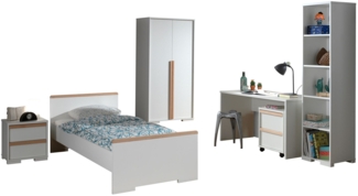Jugendzimmer Set Kariotta Möbelset Holzwerkstoff Weiß/Buche