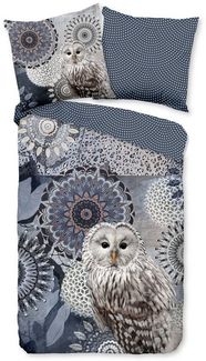 Traumschloss Bettwäsche Comfort Baumwolle, Flanell, 2 teilig, blaue Mandalas mit Eule