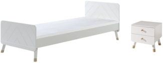Bett mit Nachtkommode Kamillah Kinderbett MDF Satin Weiß