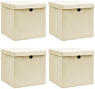 vidaXL Aufbewahrungsboxen mit Deckel 4 Stk. Creme 32x32x32 cm Stoff 288358