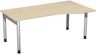 PC-Schreibtisch '4 Fuß Pro' rechts, höhenverstellbar, 180x100 cm, Ahorn / Silber