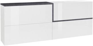 Dmora Kommode Anubi, Küchen-Sideboard, Wohnzimmer-Buffet, 100 % Made in Italy, 210 x 40 x 80 cm, glänzendes Weiß und Schiefer,