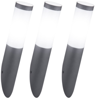 3er Set Fackel-Wandleuchte, Edelstahl anthrazit, H 39 cm