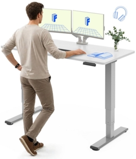 FLEXISPOT Schreibtisch Elektrisch Höhenverstellbarer Schreibtisch EC5 LITE mit Dualmotor (25MM einteiliger Tischplatte & 3-fach Teleskop, 4 Speicherhöhen & Antikollisionssystem), 120x80/140x80/160x80/180x80