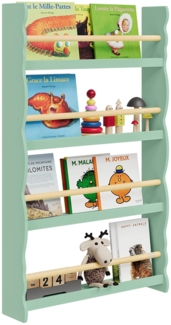 Bellabino 'Tista' Wandregal für Kinder, grün, 100x60x15 cm, Kinderbücherregal mit 4 Ablagen