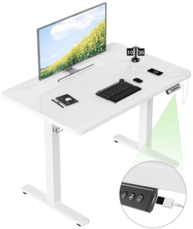 Furnicopia Schreibtisch Höhenverstellbarer mit USB-Ladefunktion und Wecker-Erinnerung (2 Höheneinstellungen 5 Farben und 6 Größen fur eine Vielzahl von Arbeits- und Lernumgebungen)