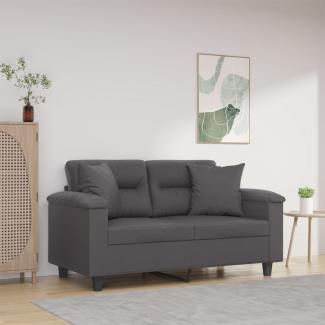 vidaXL 2-Sitzer-Sofa mit Zierkissen Grau 120 cm Kunstleder 3200985