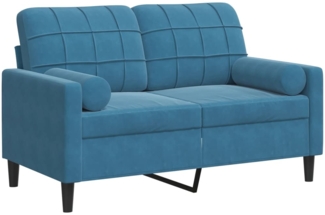 vidaXL 2-Sitzer-Sofa mit Zierkissen Blau 120 cm Samt 3278218