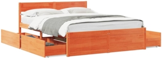 vidaXL Massivholzbett ohne Matratze Wachsbraun 160x200 Kiefernholz 3282344