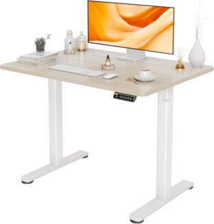 Höhenverstellbarer Schreibtisch 100x60 cm Standing Desk Weiß Beige