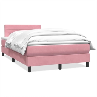 vidaXL Boxspringbett mit Matratze Rosa 120x220 cm Samt 3316352