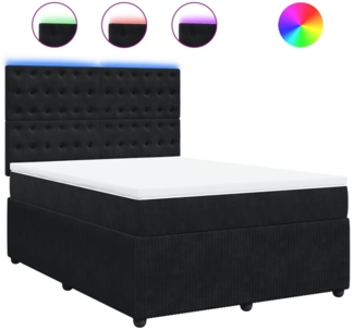 vidaXL Boxspringbett mit Matratze Schwarz 140x190 cm Samt 3294648
