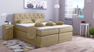 Meisterbetten Boxspringbett Babo 100x200 in WT-Sahara, Matratzenbezug Nano, Komfortschaum-Topper