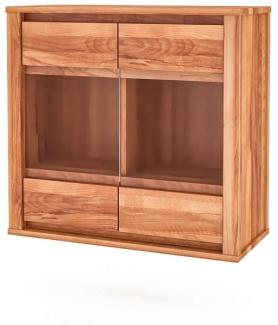 Wandschrank Tinci aus Kernbuche massiv 80x35x76 cm mit 2 Glastüren