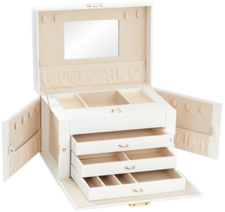 Mondeer Schmuckkasten Schmuckbox, 4 Ebenen mit 3 Schublade, Spiegel