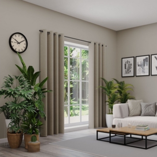 Neutex for you! Vorhang nach Maß ARUBA (1 St), Ösen, verdunkelnd, Jacquard, Uni Dimout, hochwertige Webstruktur