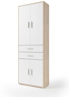 Aktenschrank >Clermont< (BxHxT: 79,1x221,2x35 cm) Sonoma/Eiche mit Absatz weiß