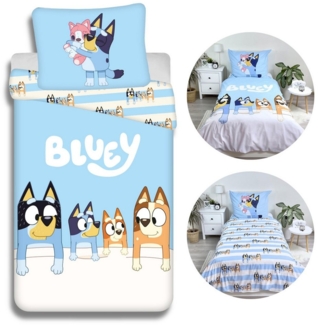 Sarcia. eu Kinderbettwäsche Bluey Kinder Bettwäscheset mit Reißverschluss, Baumwolle, 140x200 cm