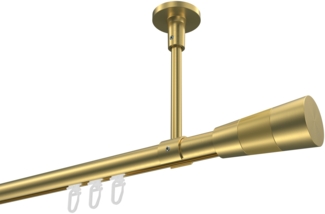 Innenlauf-Gardinenstangen-Set Sonette Tanara 280 cm (geteilt in 2x140 cm), 1-läufig, 20 mm Ø Messing-Optik