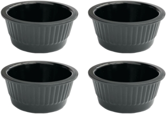 4x Saucenschälchen Set Snackschalen Schwarz Dipschale Rund Melamin Schälchen 751