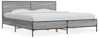 vidaXL Bettgestell Grau Sonoma 200x200 cm Holzwerkstoff und Metall 3280020