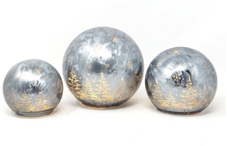 formano Kugelleuchte Winterwald, Mit Timerfunktion, Grau, Motiv: Winterwald