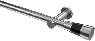 Gardinenstangen-Set Platon Tanara 100 cm, 1-läufig (ohne Ringe), 20 mm Ø Chrom