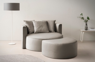 LeGer Home by Lena Gercke XXL-Sessel ISALIE, Rundsessel mit Hocker, Lesesessel, Loveseat, Big-Sessel (Set), trendige Stoffe, 3 Zierkissen, große Sitzfläche, Cord, Samt, Bouclé