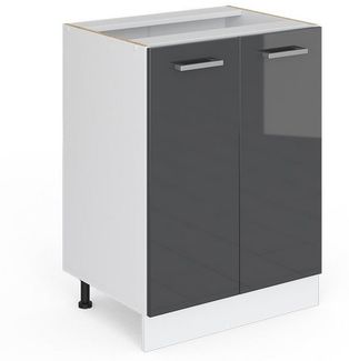 Küchenunterschrank R-Line Anthrazit Hochglanz 60 cm ohne Arbeitsplatte Vicco