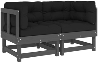 vidaXL Ecksofas mit Kissen 2 Stk. Grau Massivholz Kiefer 825452