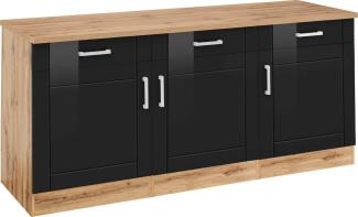 KOCHSTATION Unterschrank KS-Tinnum 180 cm breit, Metallgriffe, MDF Fronten, 3 Schubkästen, 3 Türen