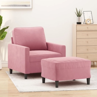 vidaXL Sessel mit Hocker Rosa 60 cm Samt 3201048