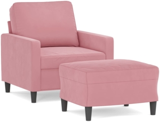 vidaXL Sessel mit Hocker Rosa 60 cm Samt 3201048