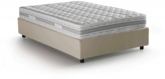 Dmora Aftis Doppelbett, Bettkasten mit Stoffbezug, 100 % Made in Italy, seitliche Öffnung, inklusive Matratze 120 x 190 cm, Beige