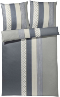 JOOP! Bettwäsche Cornflower Stripes 4069 09 Deep Coal Mako Satin 200 x 200 + 2x 80 x 80 cm