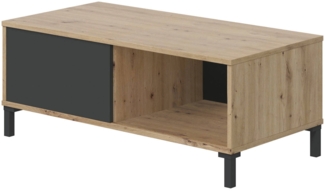 Dmora Axinia Couchtisch, Couchtisch, Niedriger Wohnzimmertisch, 100x50h40 cm, geknotete Eiche und Anthrazit