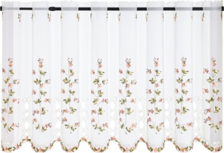 Joyswahl Scheibengardine, Stangendurchzug, halbtransparent, Besticke Bunt Blumen Küchen Vorhang Tür Gardine