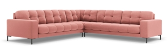 Micadoni Symmetrisches Ecksofa Mamaia 6-Sitzer Samtstoff Rosa Metall schwarz