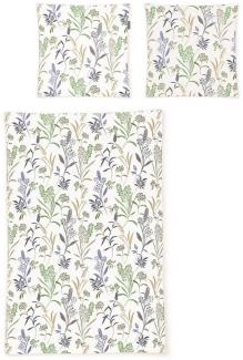 Irisette Easy Soft-Seersucker Bettwäsche 135x200 Gräser Blumen grün beige 8510-30