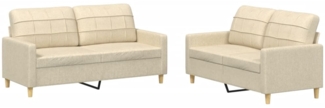 vidaXL 2-tlg. Sofagarnitur mit Kissen Creme Stoff 3201276