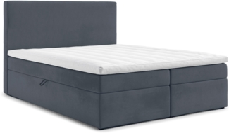 AX LIVING Boxspringbett 160x200 Kilve Dunkelgrau mit Bettkasten Topper