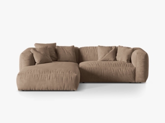 Micadoni Ecksofa Martina 2-Sitzer Samt Dunkelbeige Links