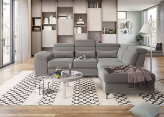 sit&more Ecksofa Cabrio L-Form, mit Sitztiefenverstellung, Arm- und Kopfteilverstellung, 3 Nierenkissen, Federkern, optional Bettfunktion und Stauraum