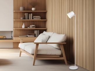 Kleine Akku Stehlampe BLAKE kabellos - dimmbar, Metall Weiß, Höhe 125cm