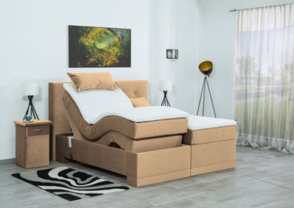 Meisterbetten Boxspringbett Lapi 180x220 in VS-Gold, Matratzenbezug Nano, Ergoflex-Topper